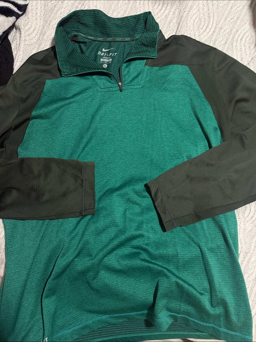 Nike Green and Dark Green Dri-FIT Quarter-Zip Pullover